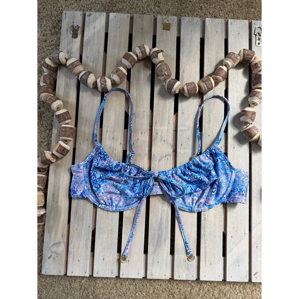 Rare Kulani Kinis Santorini Blue Paisley Underwire Bikini Swim Top - Picture 2 of 7